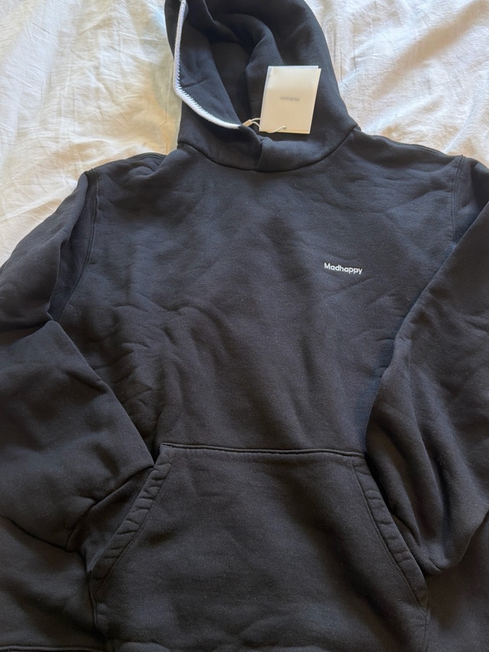 Madhappy Black Crewneck Hoodie with Small White Logo
